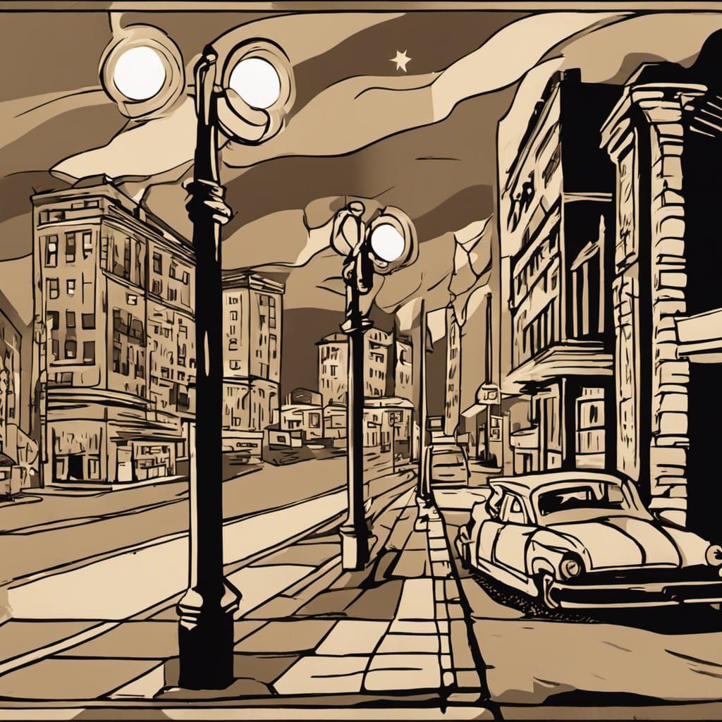 Sepia Night: Exhaustion at the Seven Eleven in Pop Art Style