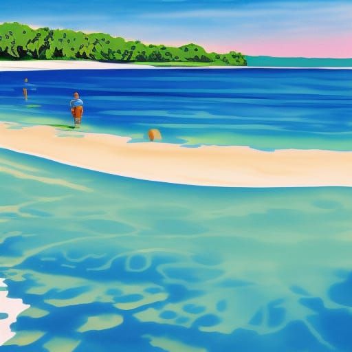 Diani Beach Gouache Painting Sticker Design