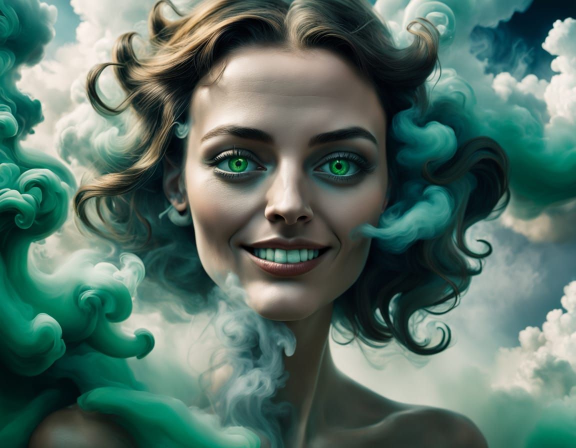 Mysterious Woman in a Dreamlike Atmosphere