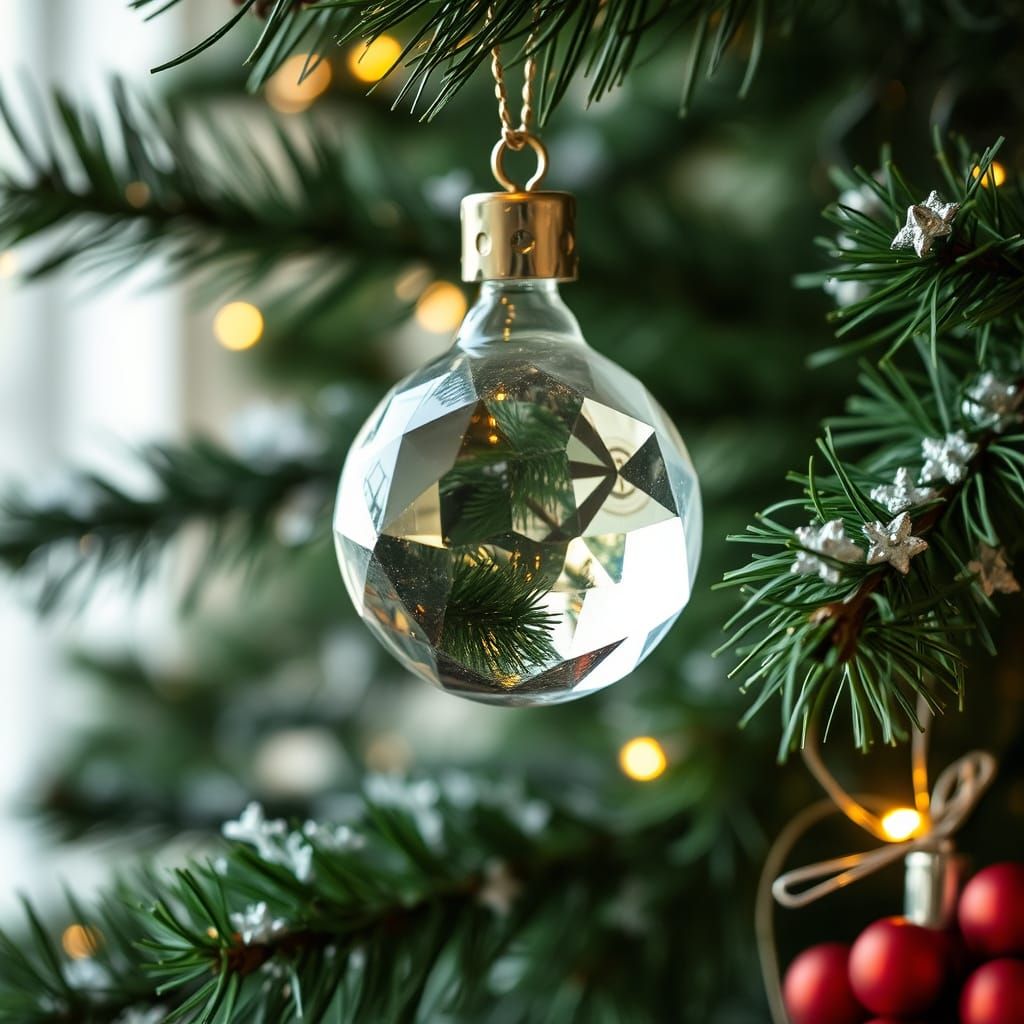 Glass Prism Ornament on Christmas Tree