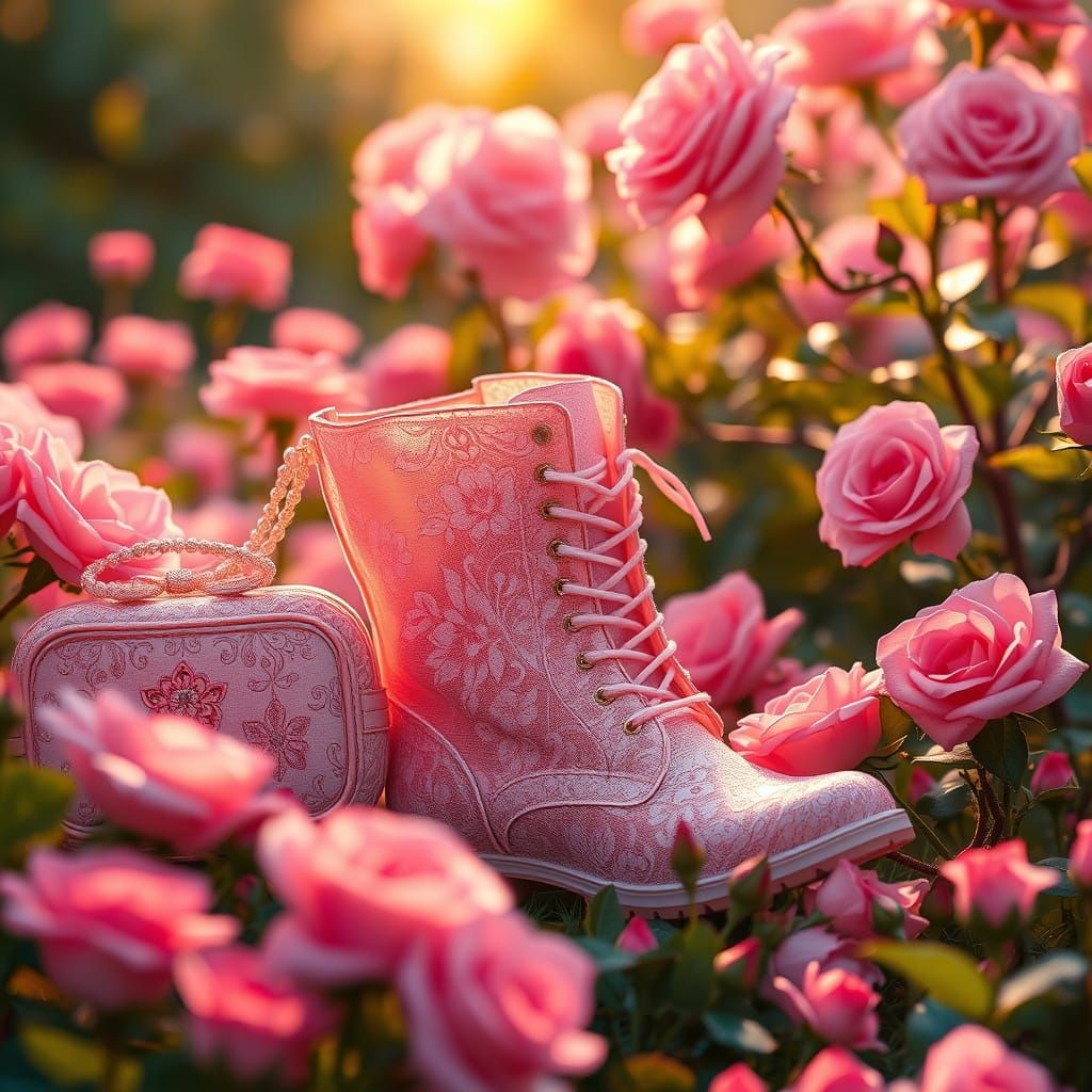 Whimsical Floral Lace Boots in Soft Pink