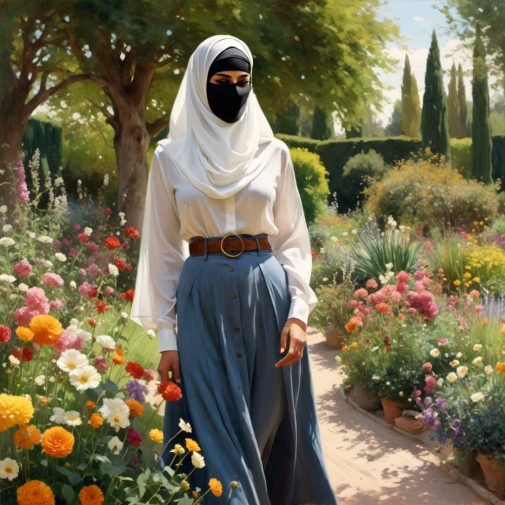 Mystic Garden Explorer in Oil Guache Style