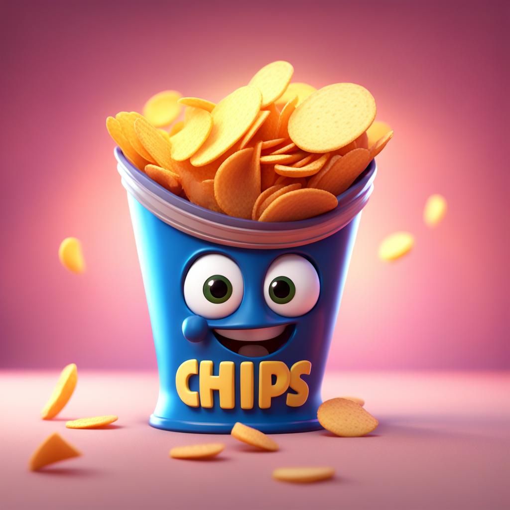 Happy Face Fries in 3D Digital Art