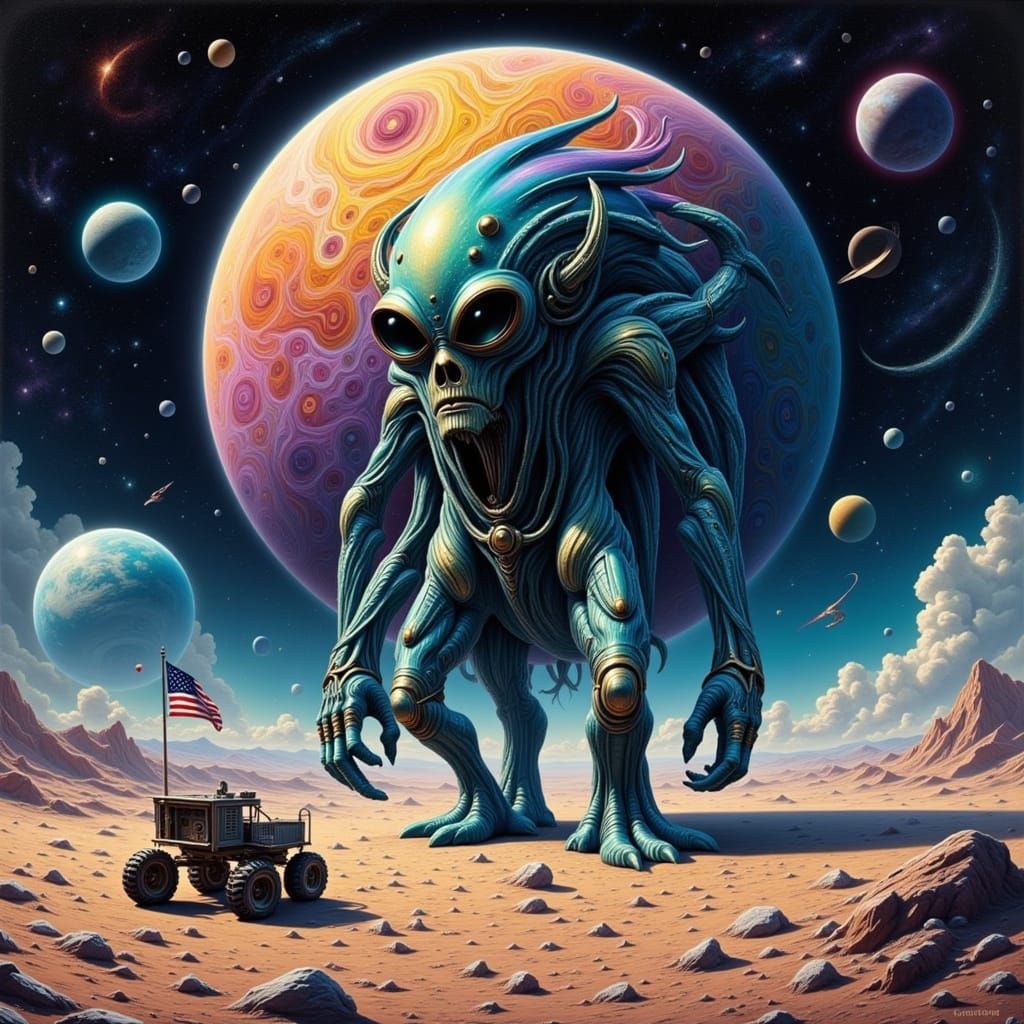 A Colossal Alien Looms on the Lunar Surface