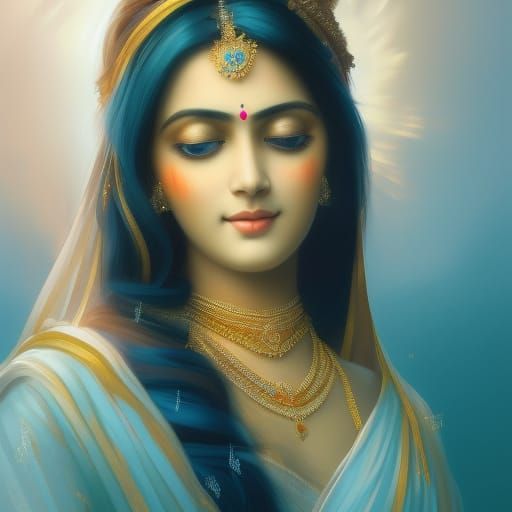 Goddess Srimati Radharani Portrait in Hyperrealistic Style