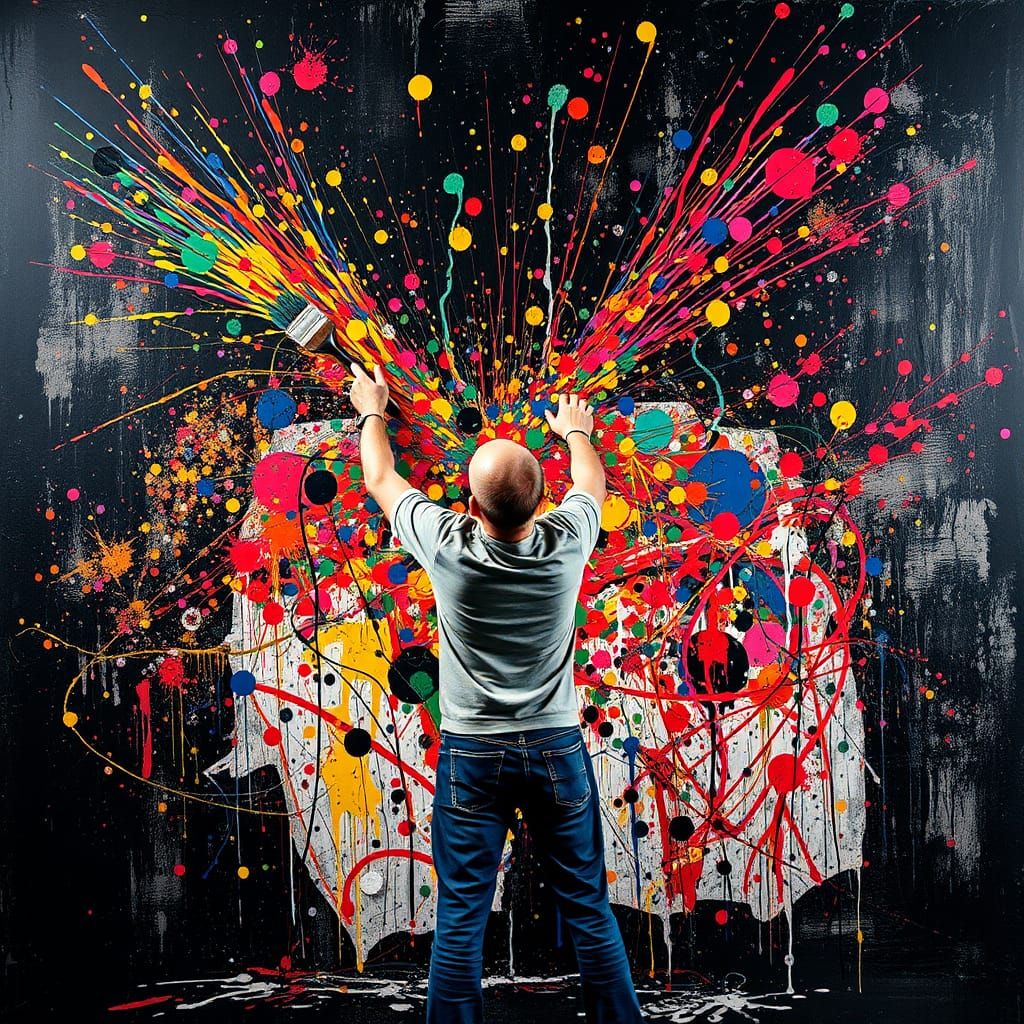 Expressive Abstract Art in Pollock Style