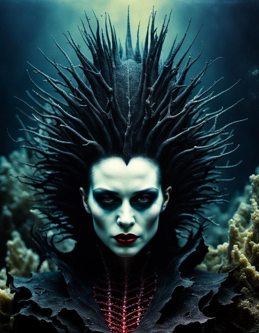 Demonic Cyborg Bear Portrait in Volcanic Landscape