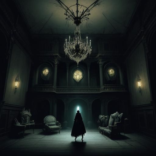 Dark Fantasy Nightmare Creature in Haunted Mansion