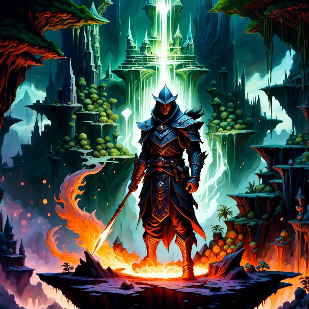 Floating Sky Island: Sorcerer Scribe in Crystal Realm