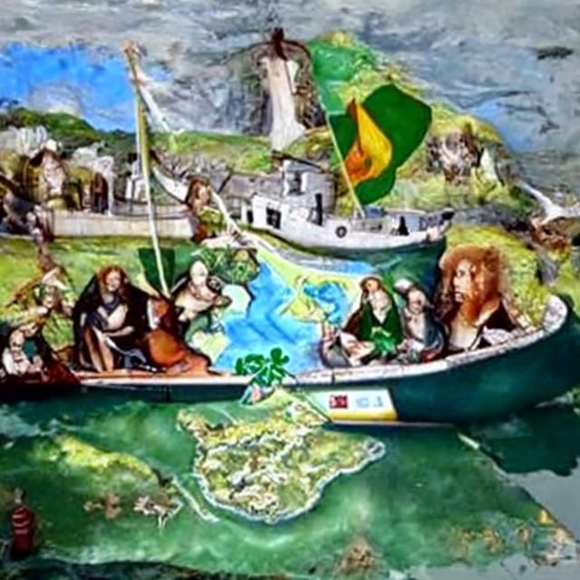 Mythical Hy-Brasil Island Boat Map: Renaissance Painting