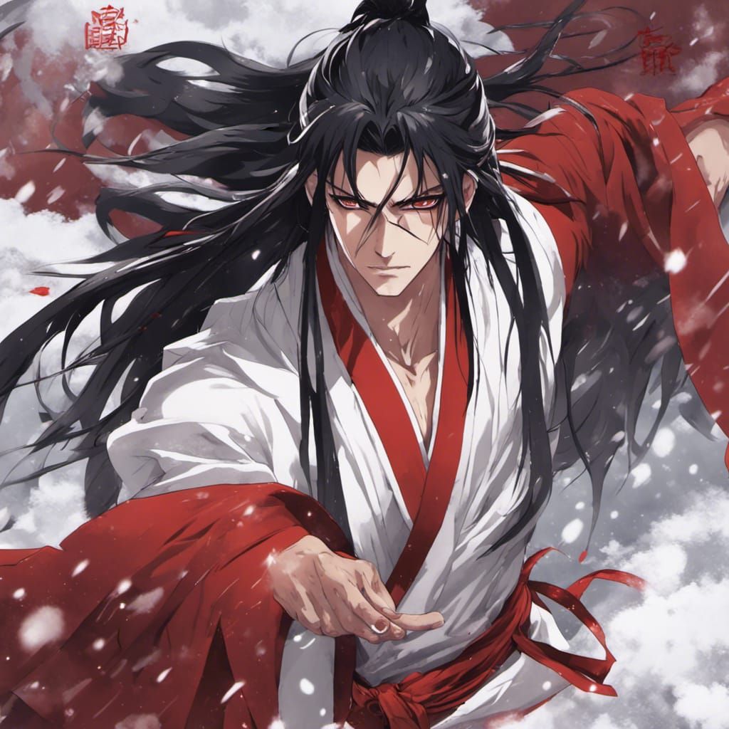 Handsome Man in Red Robe: Anime Style