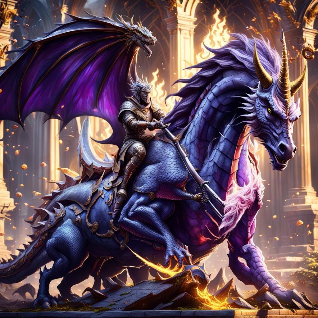 Dragon Consuming Unicorn: Dark Fantasy Concept Art