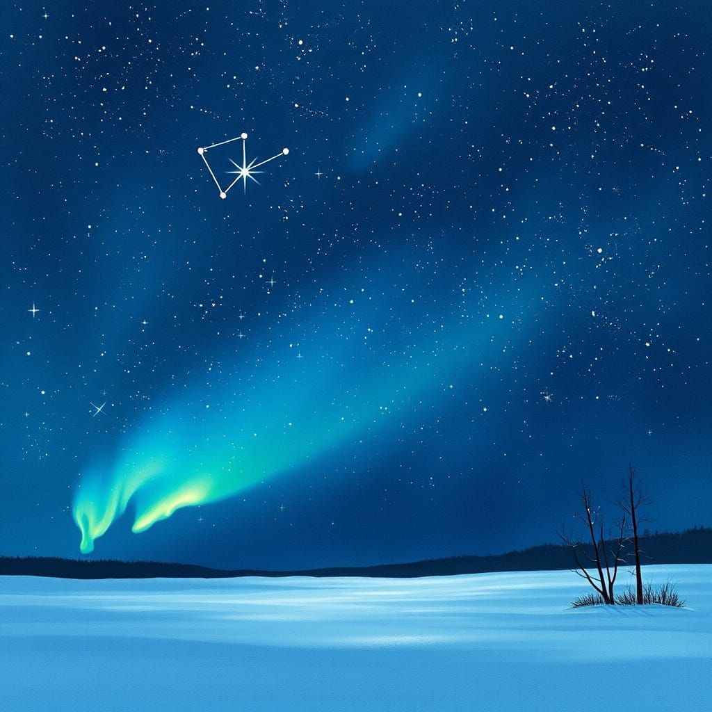 Ethereal Winter Night Sky with Big Dipper Constellation