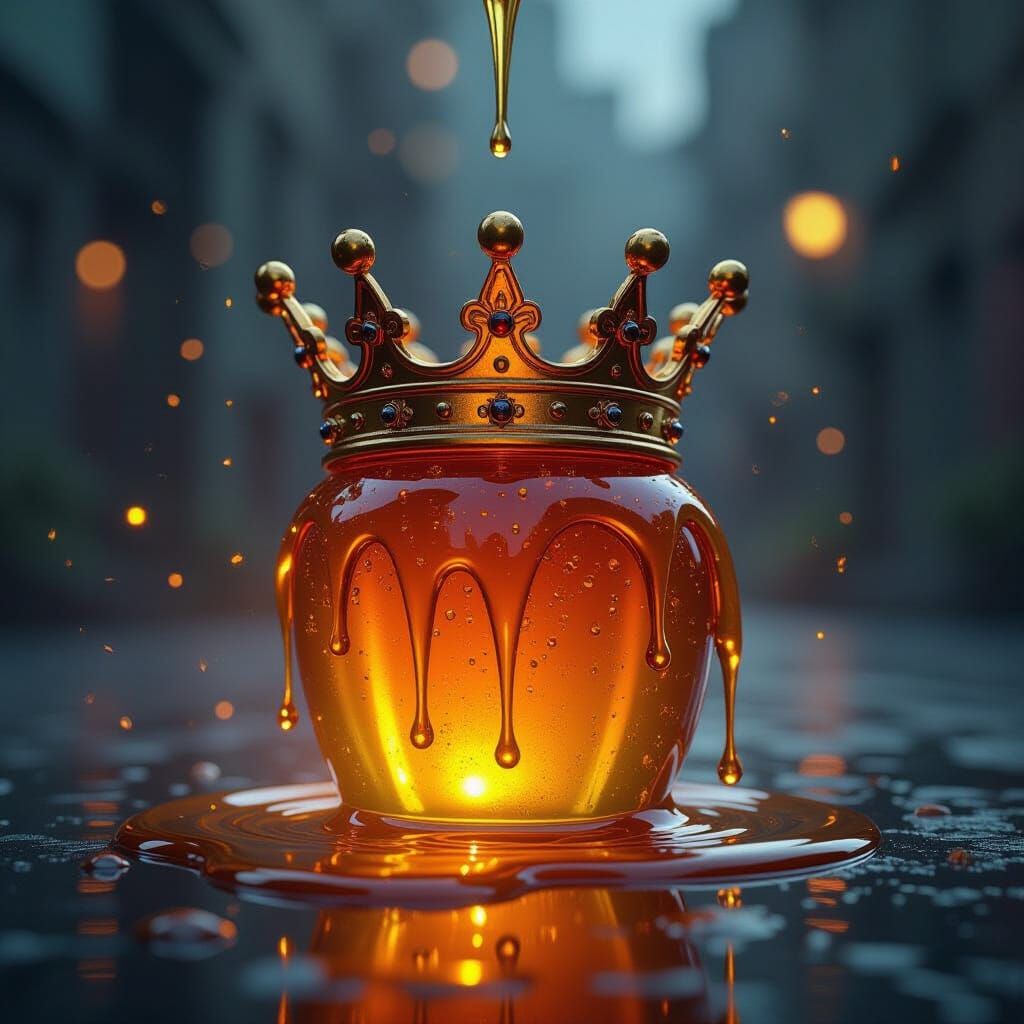 Golden Nectar Honey Crown Meltdown: Hyperdetailed Art