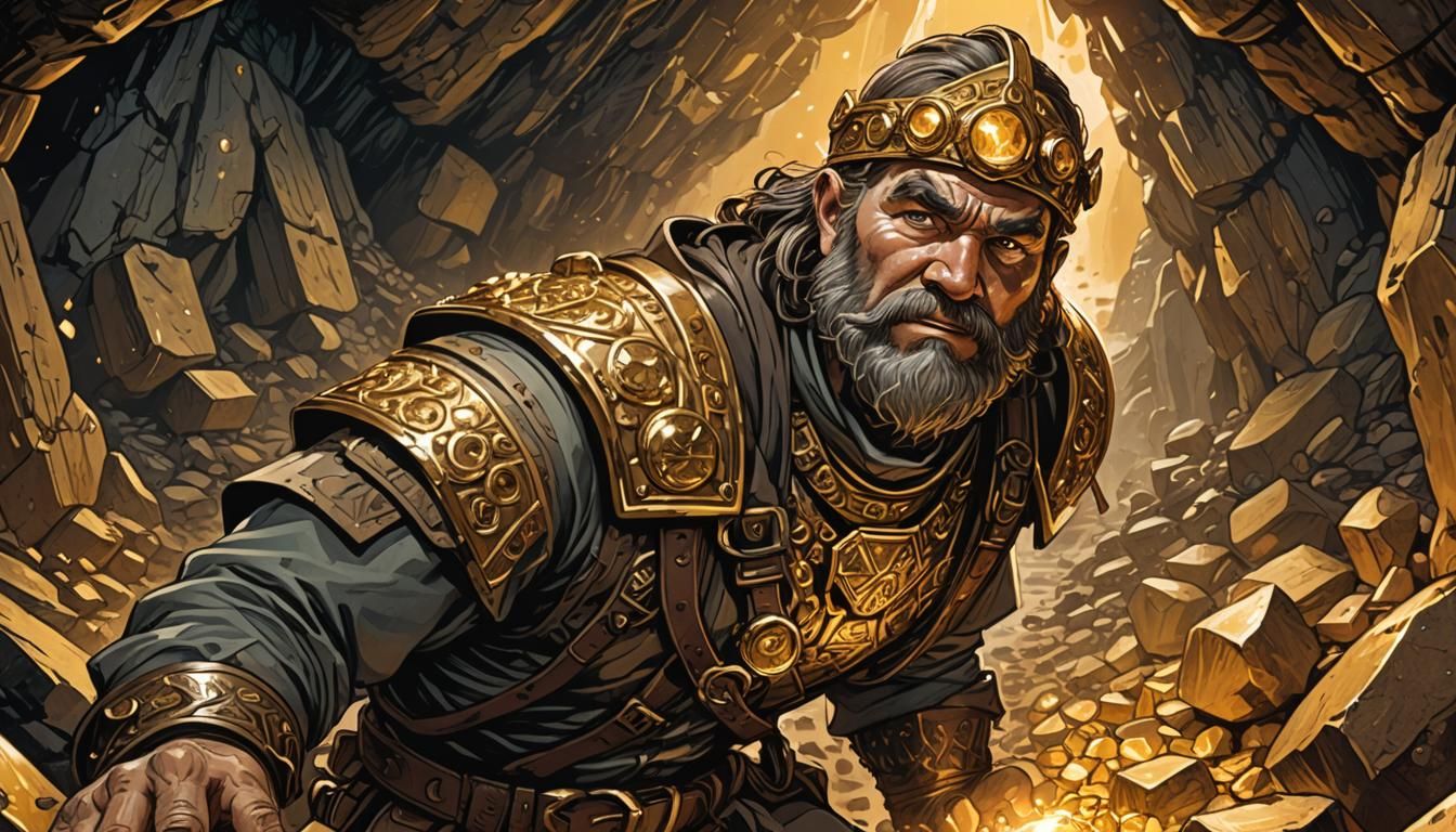 Dwarven Miner Struck Gold, Comic Book Art
