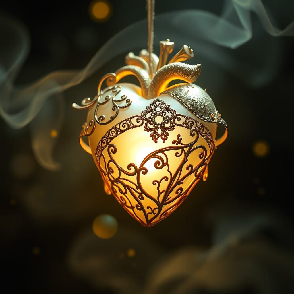 Heart in a Golden, Surreal Glow