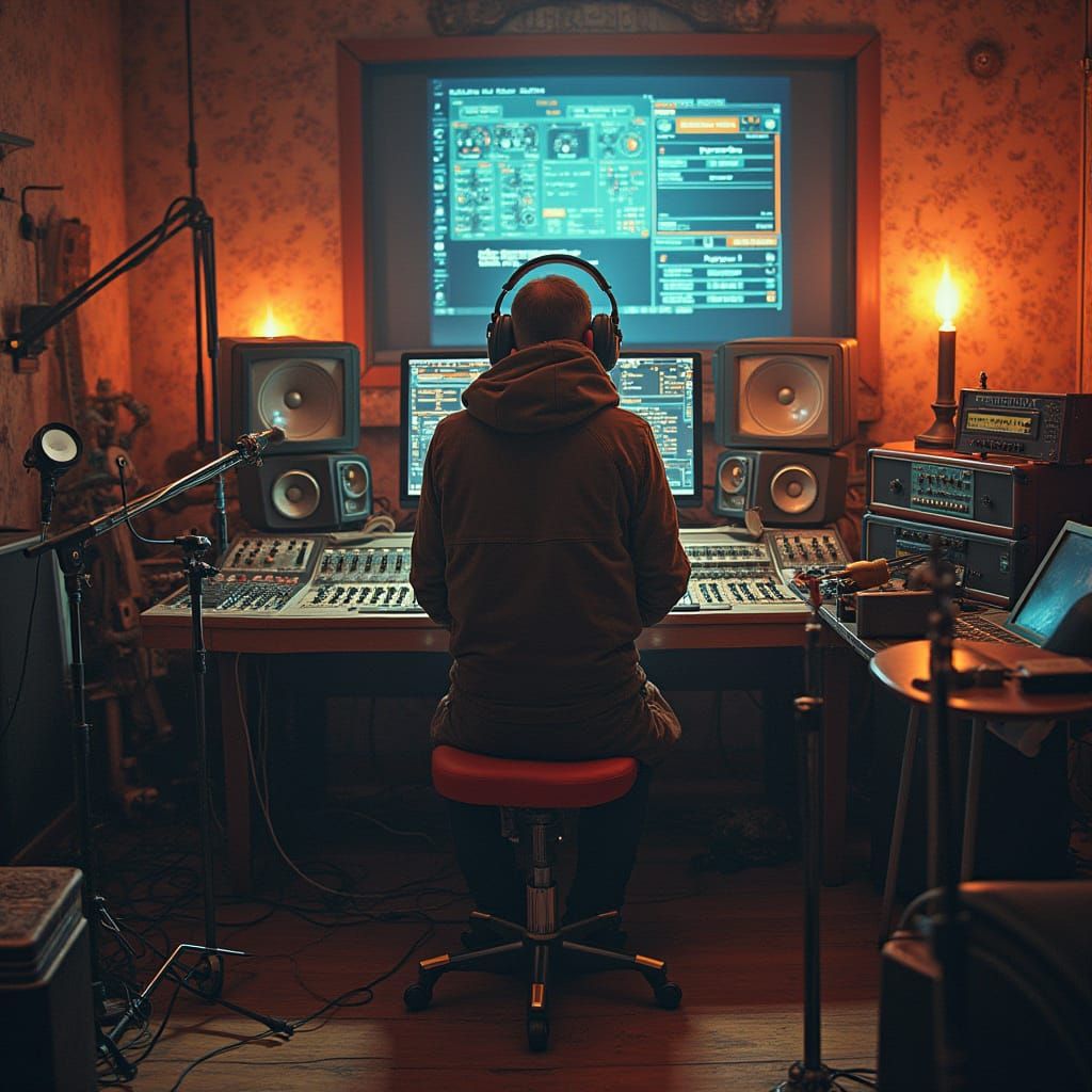 Futuristic Music Studio Inspired by Syd Mead