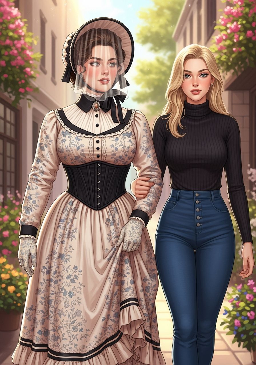 Victorian Era Meets Modern City in Impressionist Style