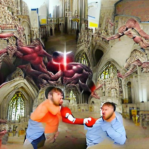 Surreal Depiction of Religious Iconography