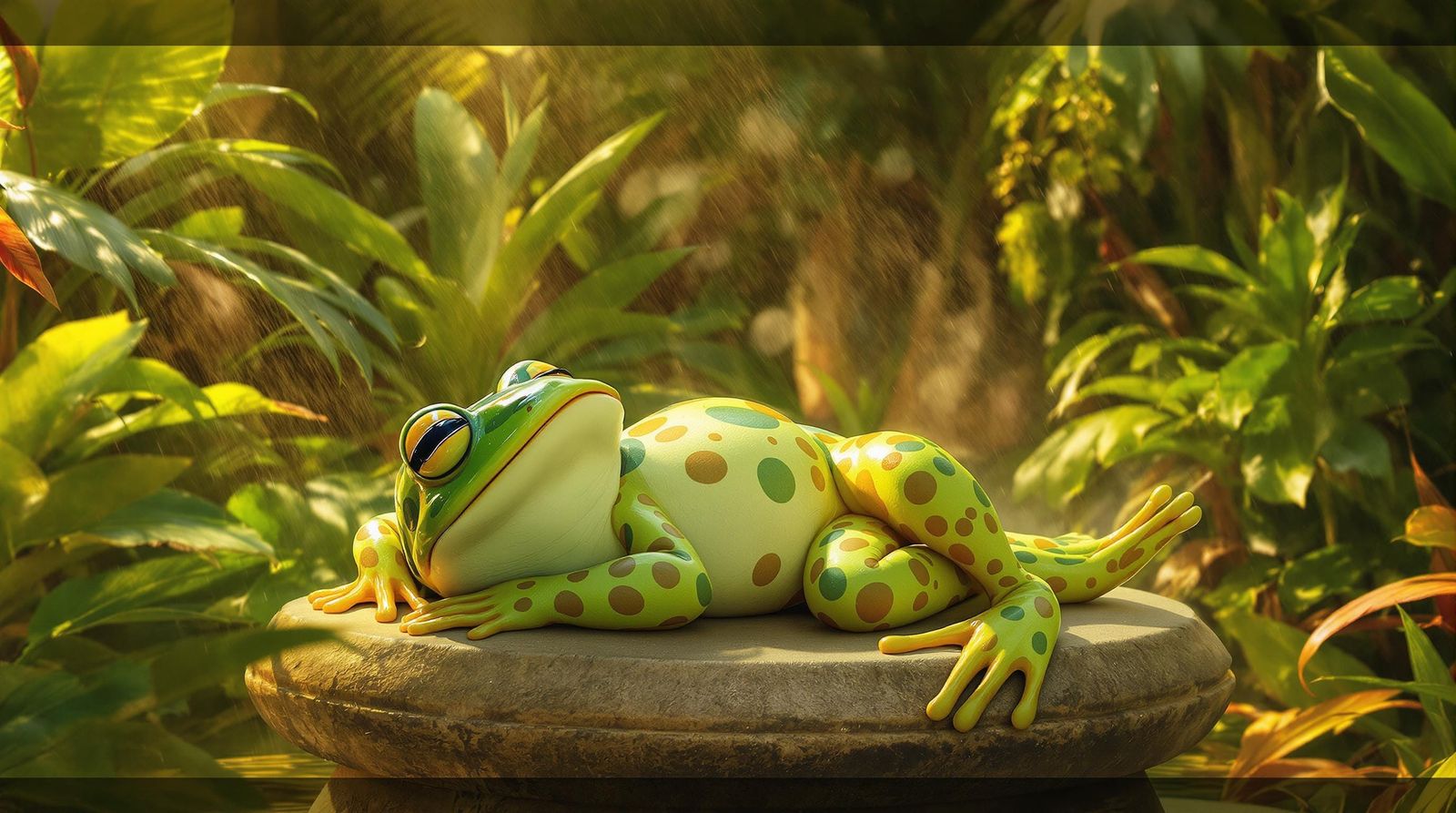 Serene Frog in Sunny Spa