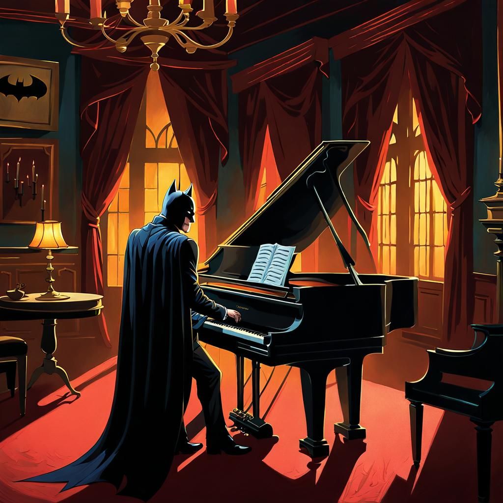 Batman Plays Piano in a Haunting Gotham City Mansion