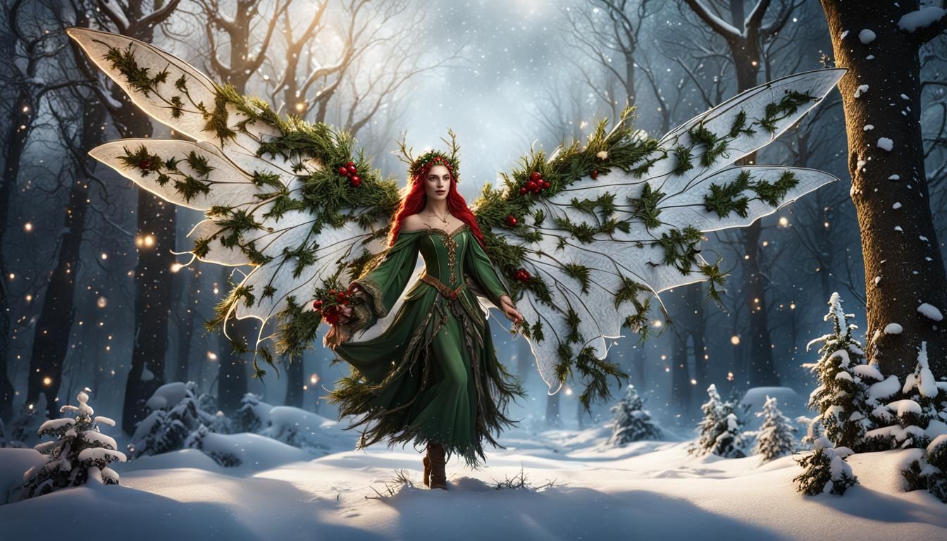 Yule Fairy Celebration in Detailed Digital Painting