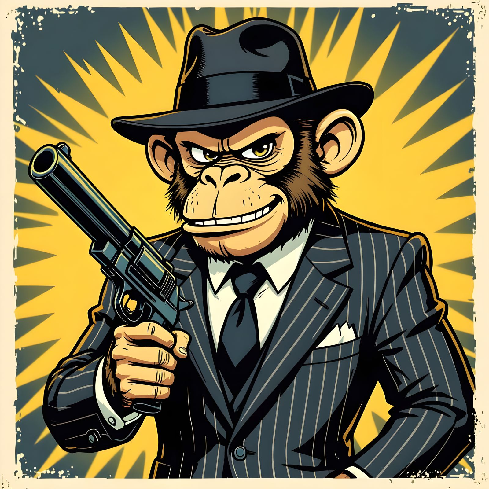 Gangster Monkey Holding Banana