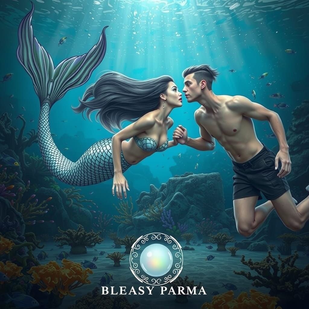 Mermaid and Diver in Vibrant Oceanic Encounter