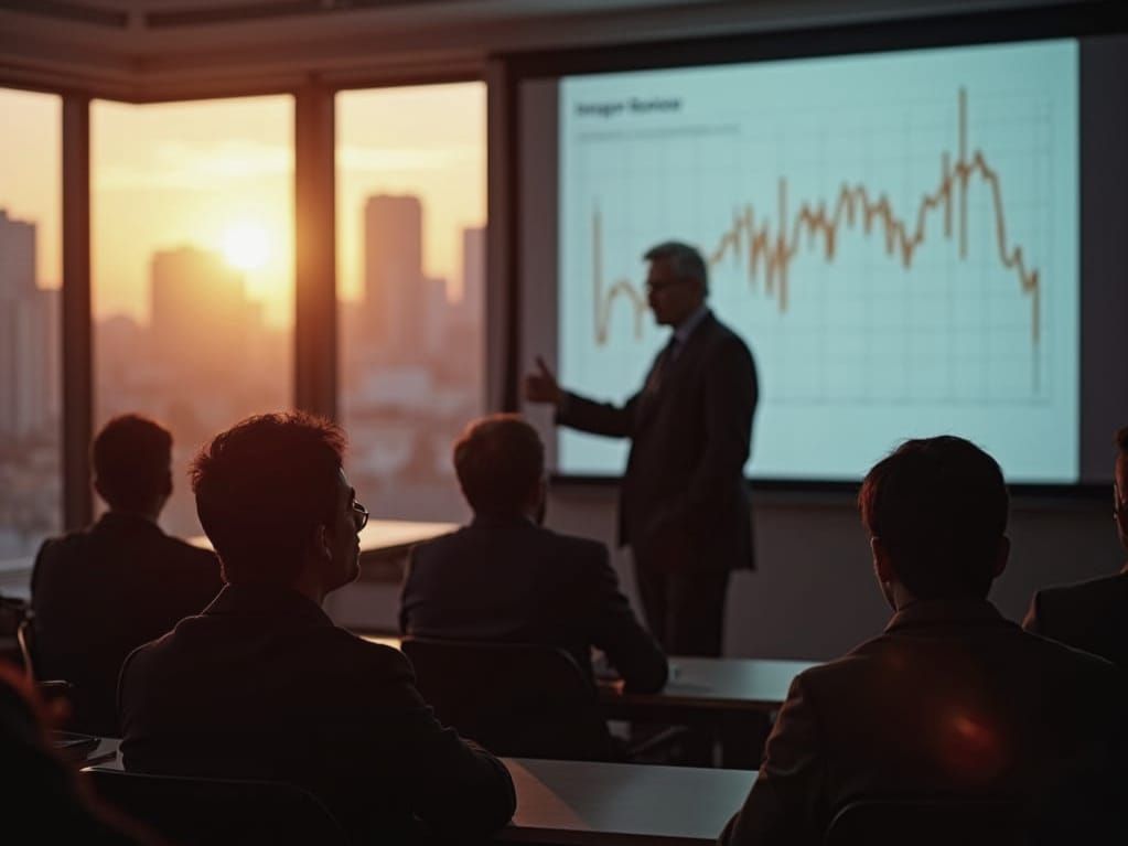 Classroom Scene with Young Professionals and Histogram