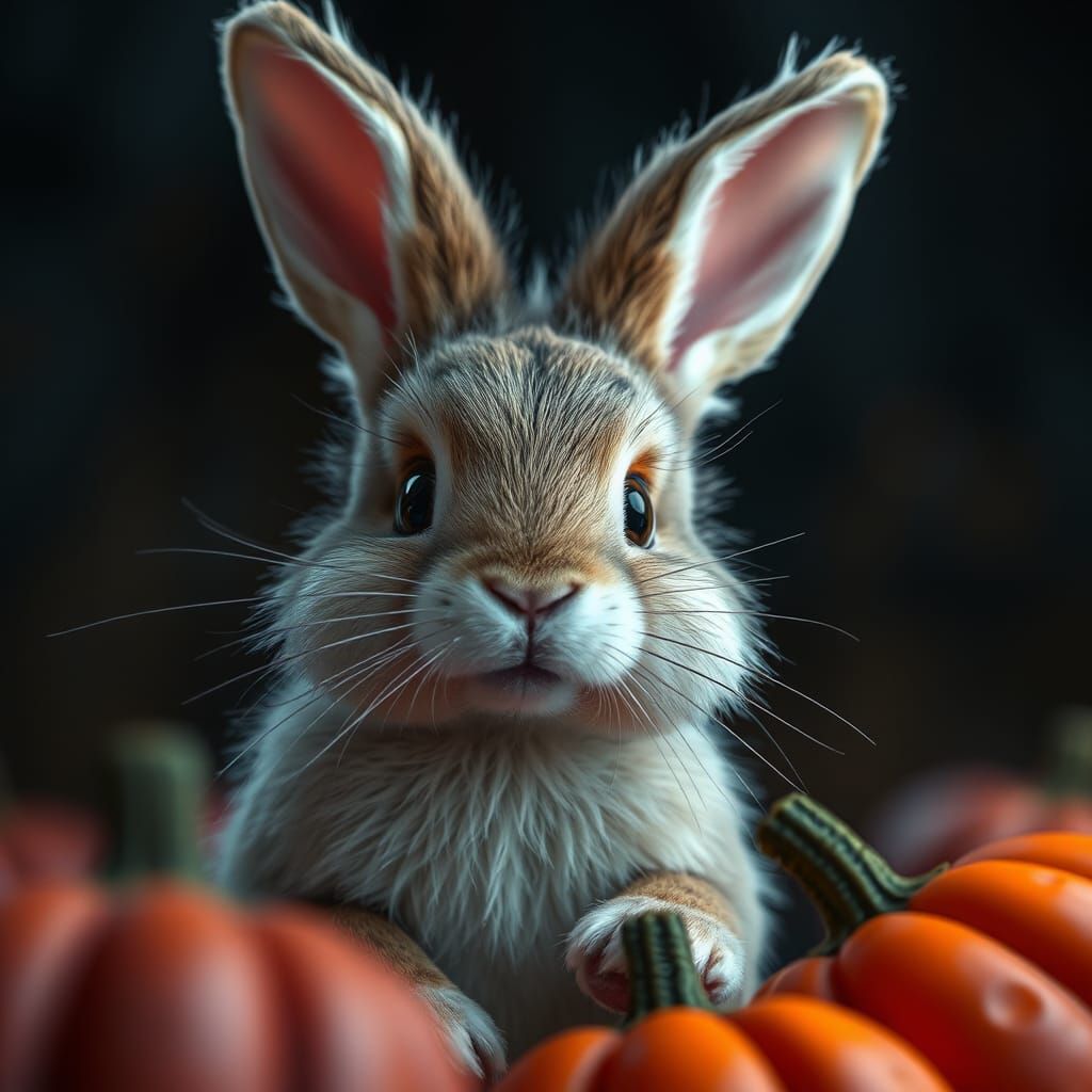 Cute Bunny Trick or Treating: Digital Illustration