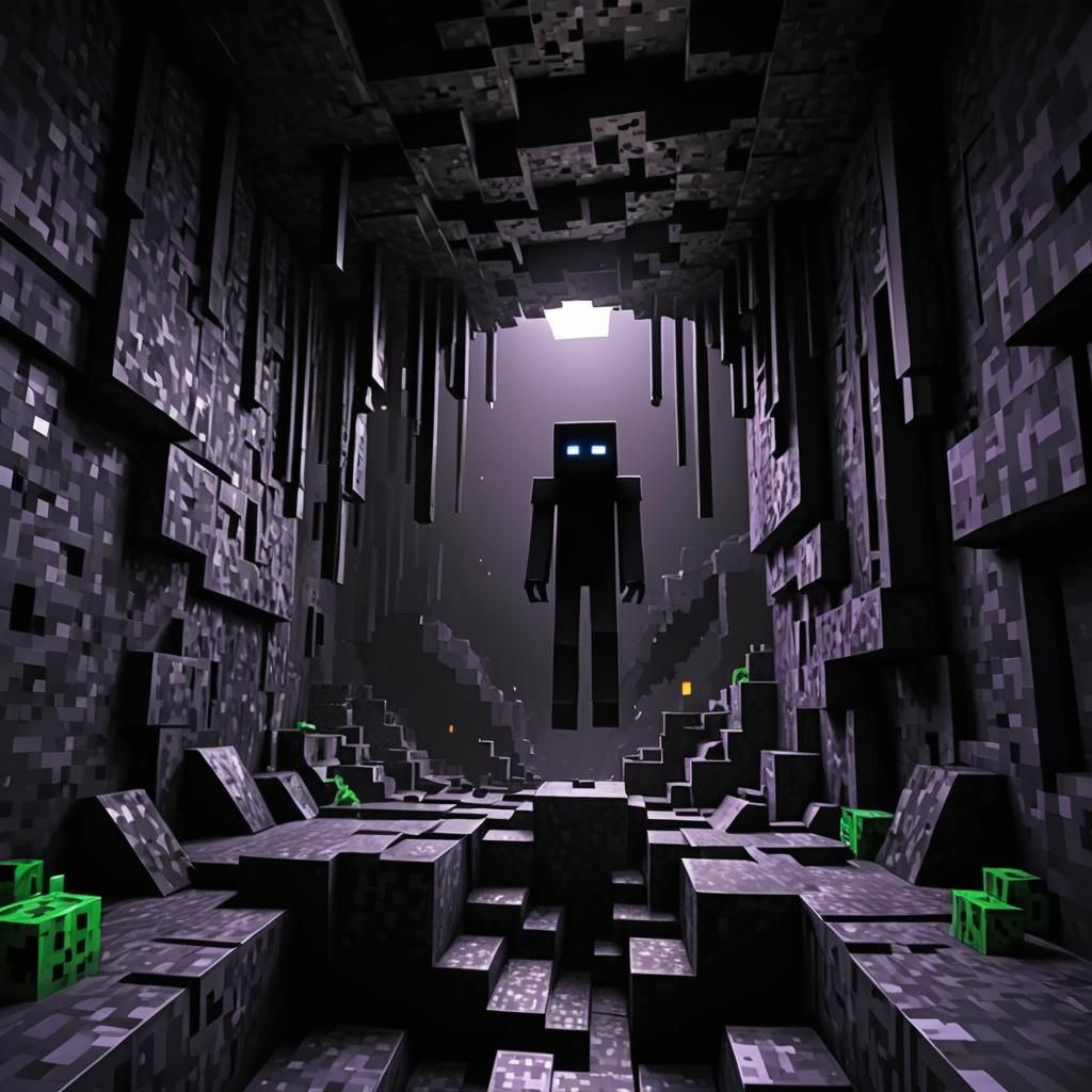 Enderman in Dark Cave: Photorealistic Minecraft Art