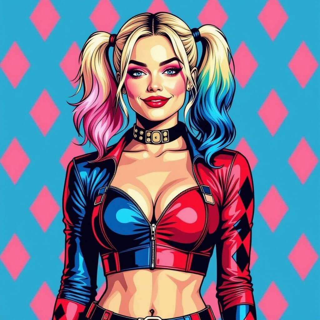 Margot Robbie as Harley Quinn Clipart in Pop Art Style