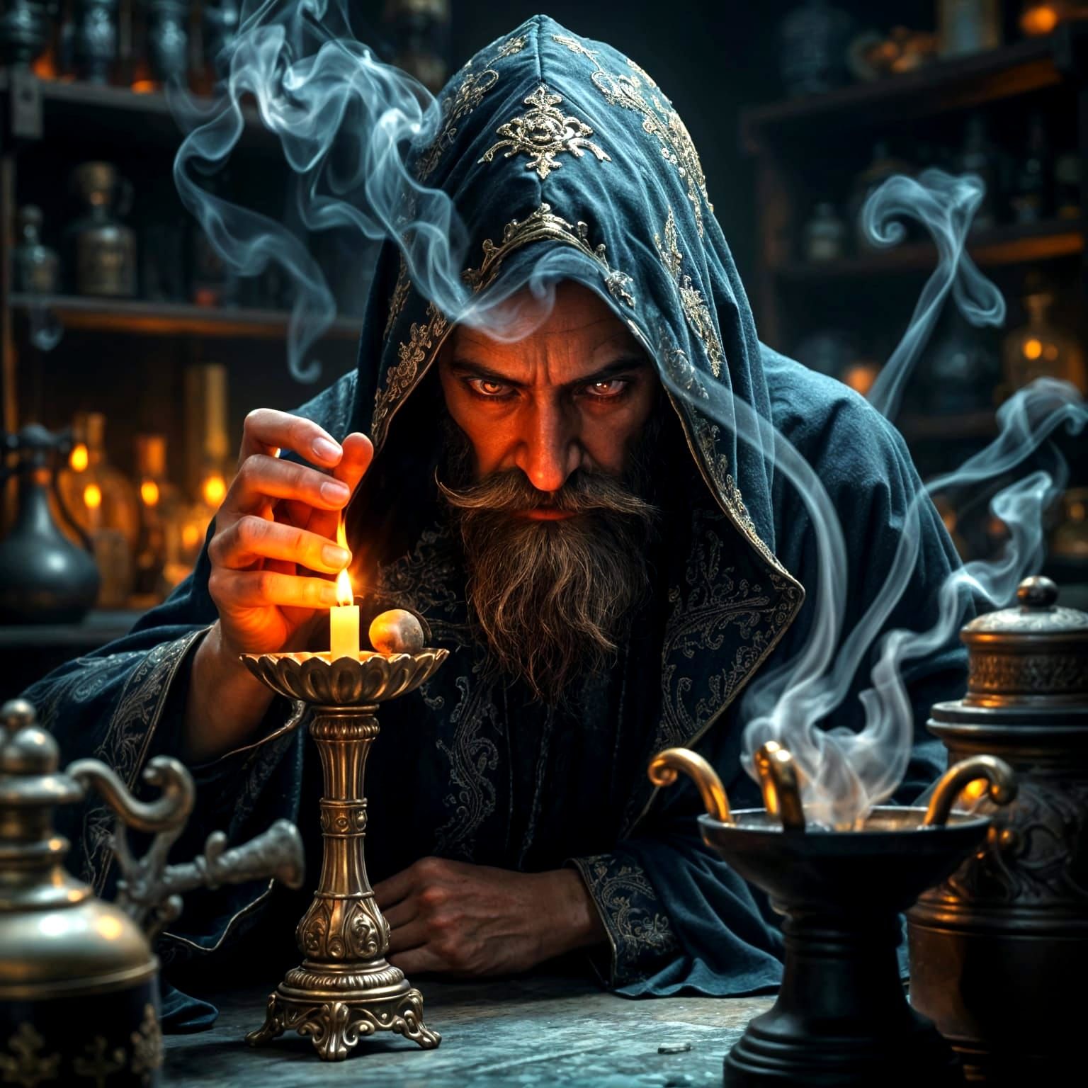 Surreal Candlelit Scene in Dark Fantasy Style