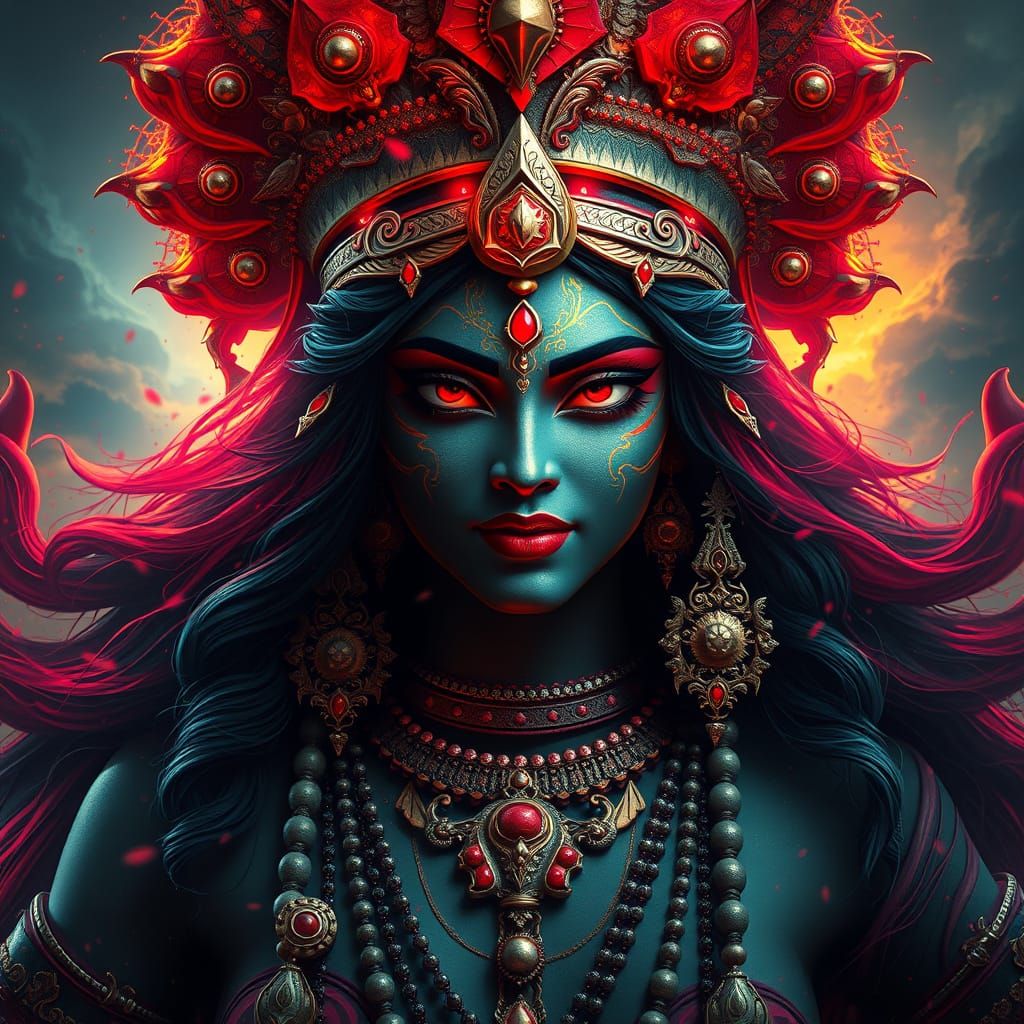 Goddess Kali in Vibrant, Hyperdetailed Concept Art