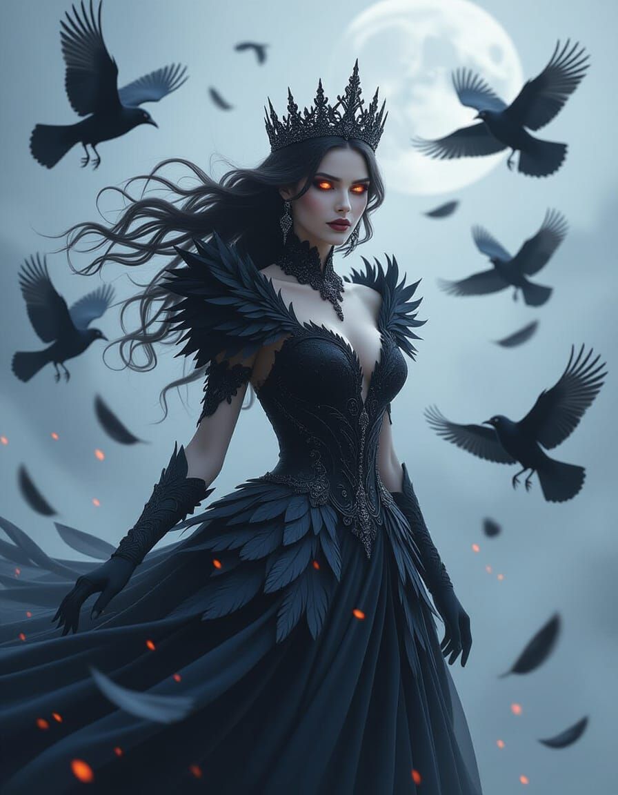 Raven Queen Ascending in Dark Fantasy Style