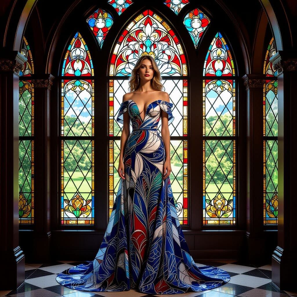 Gown Inspired by Stained Glass Cathedral Windows
