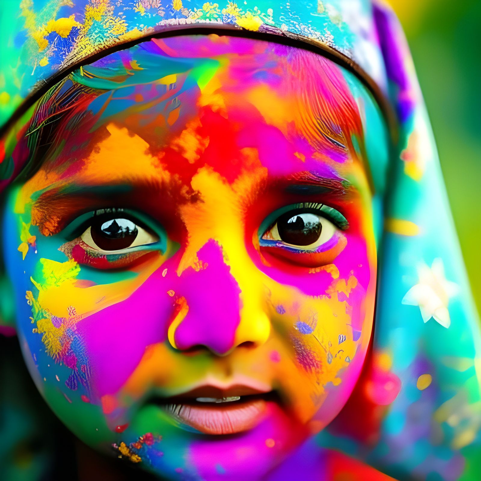 Festive Holi Portrait of a Playful Girl