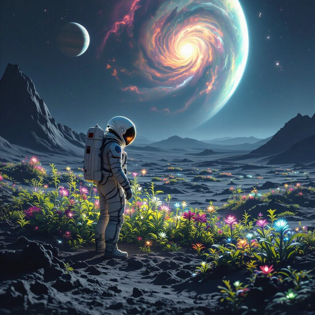 Bioluminescent Garden on Alien Moon