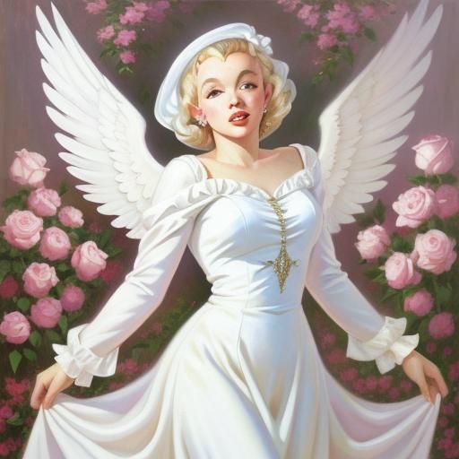 Marilyn Monroe as an Angel: Oil Painting