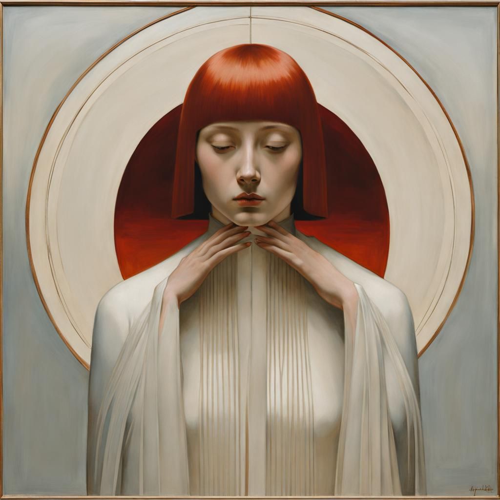 Retrofuturistic Portrait in Oil Painting Style