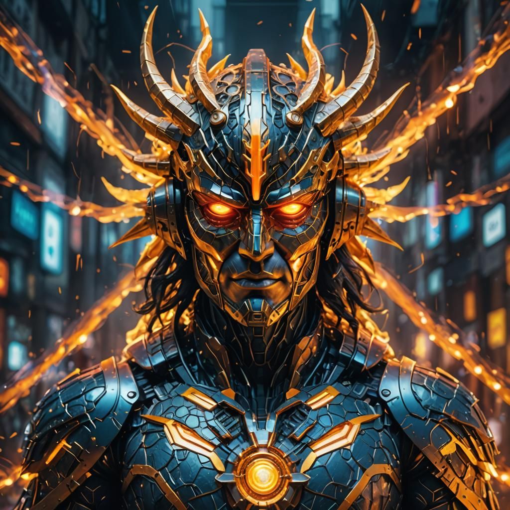 Totalitarian God Portrait in Double Exposure