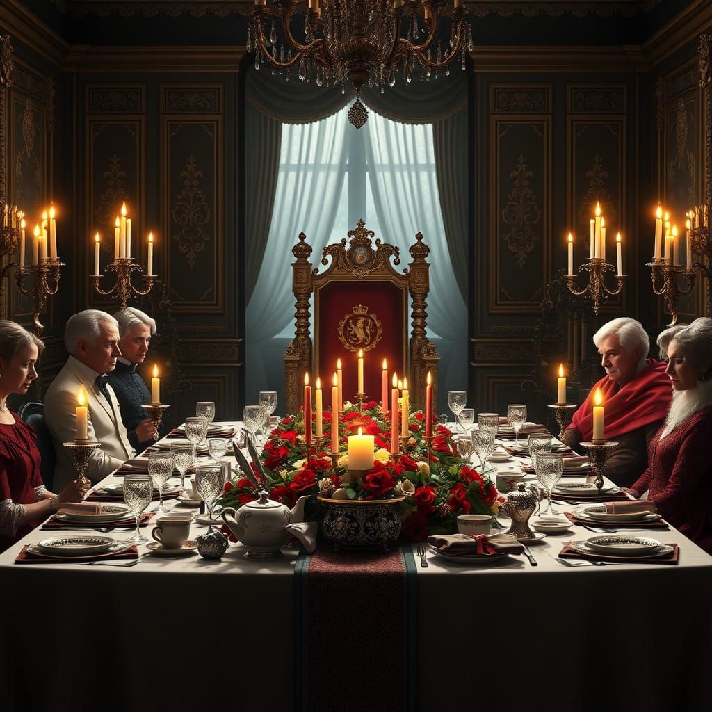 A Haunting Christmas Table, Set for the Absent Patriarch