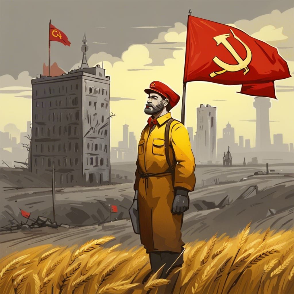 Communist in Soviet City: Detailed Matte Painting