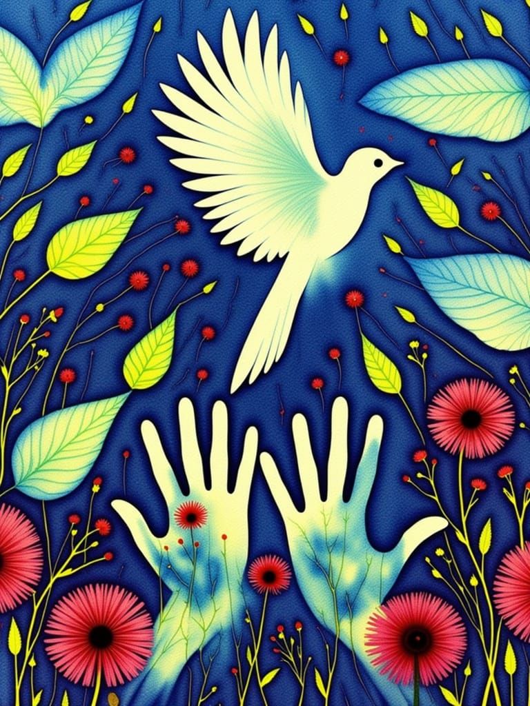 Watercolor Fairy Angel in Flower Field