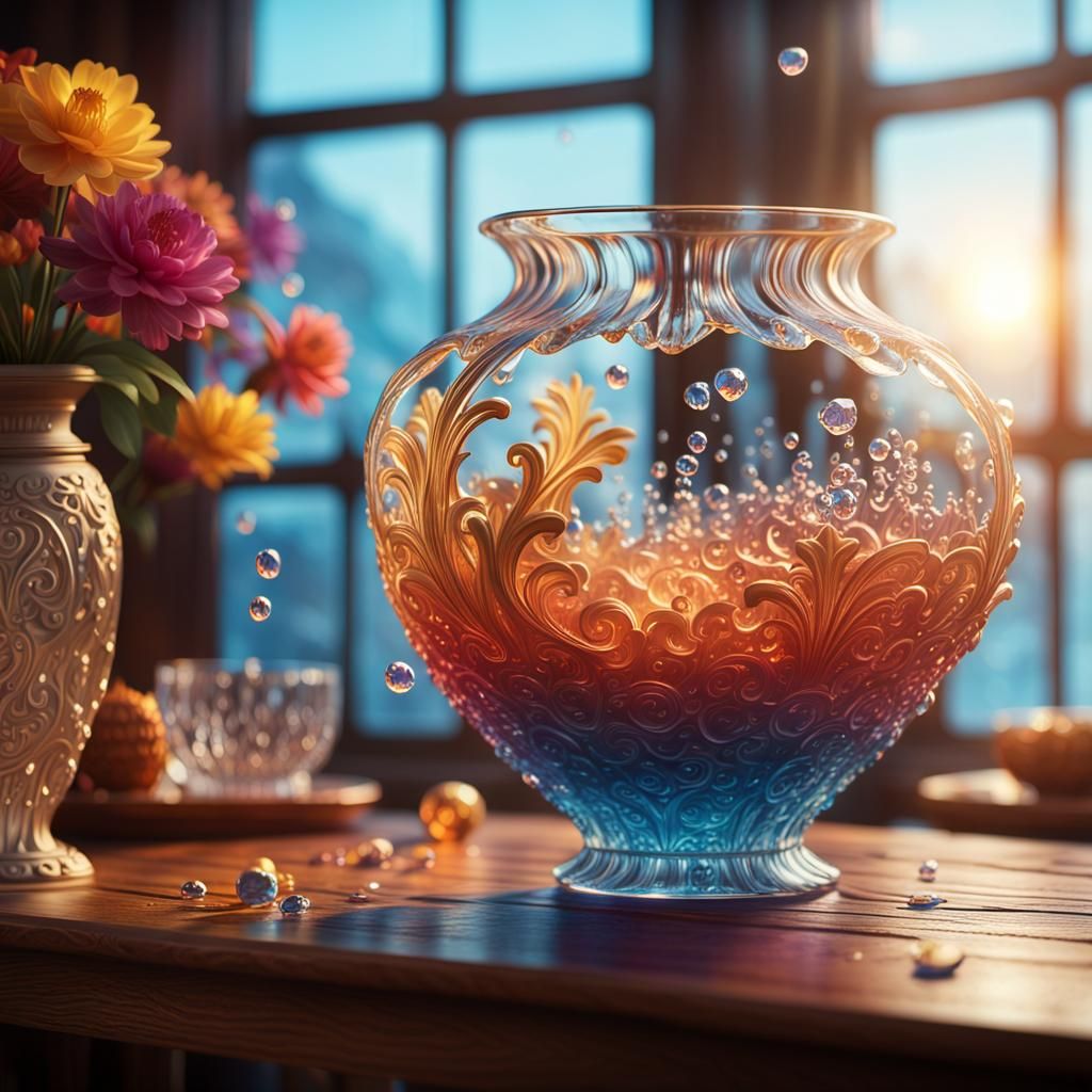 Crystal Vase with Colored Water: Digital Matte Painting
