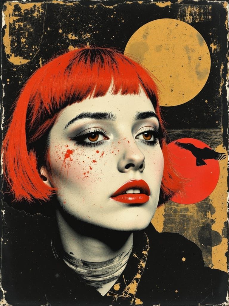 Surreal Portrait of a Young Woman in Darkwave Aesthetic