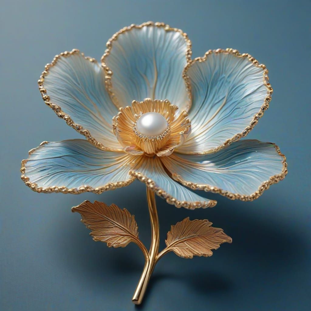 Exquisite Art Nouveau Poppy Flower Brooch in Soft Focus