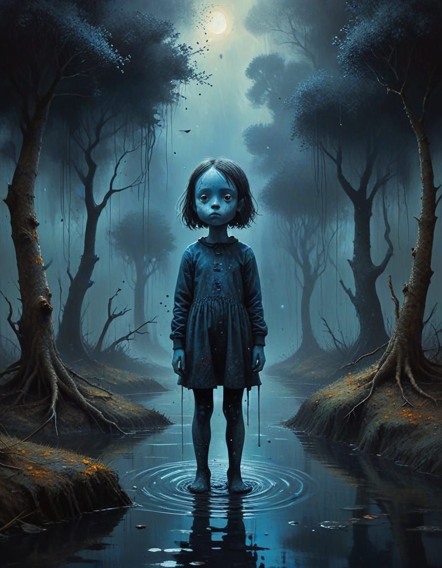 Surreal Horror Masterpiece: A Child in a Dark, Dreamlike Lan...