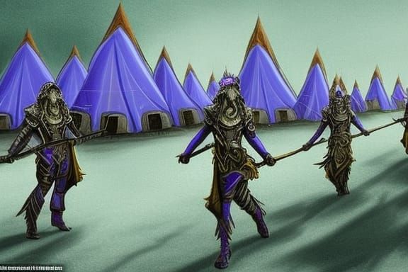 Underground Drow Military Camp in Fantasy Art