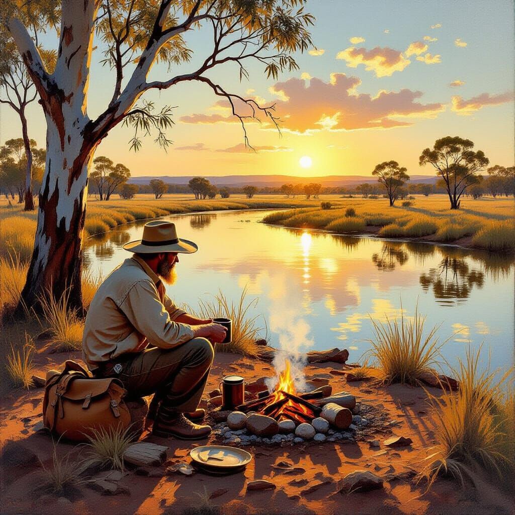 1805 Australian Outback Campfire Scene